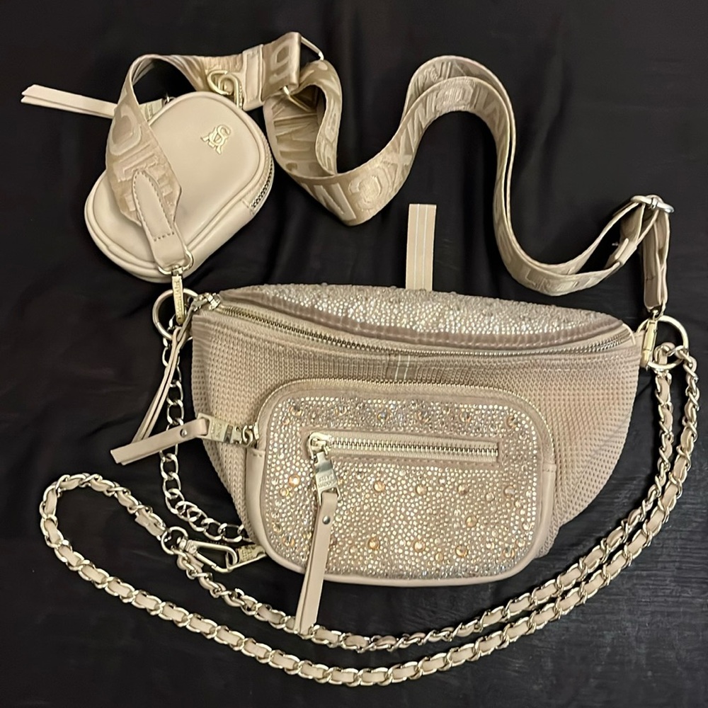 STEVE MADDEN in the house…  Maxima Convertible Belt Bag Crossbody, Blush Multi.